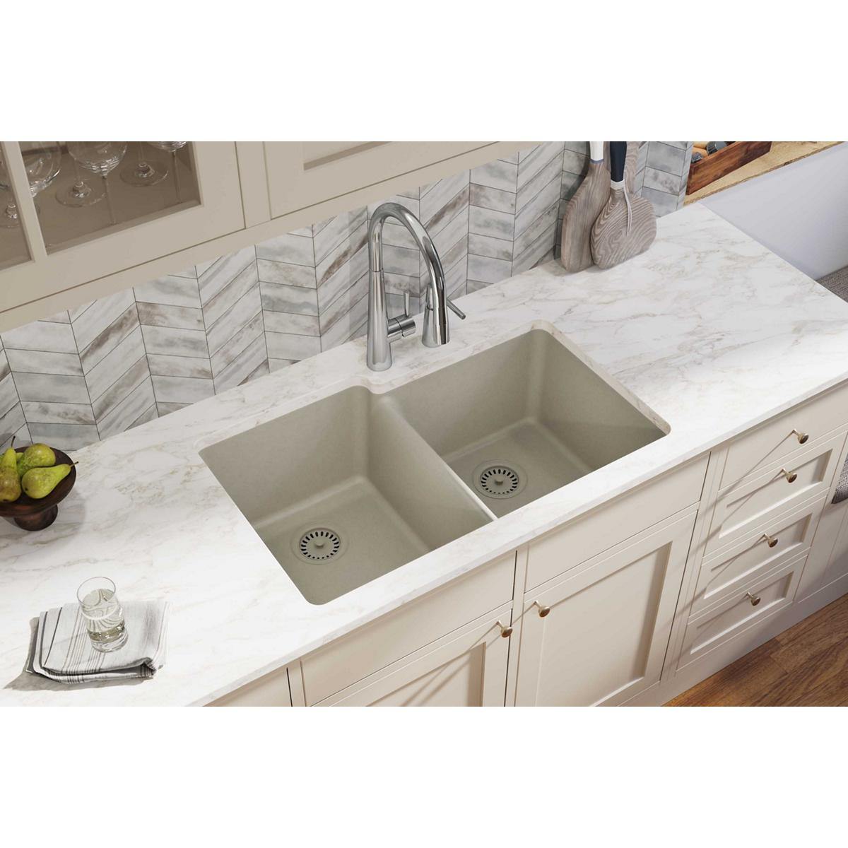 Alternate Image for Elkay Classic 33" Quartz Kitchen Sink, 50/50 Double Bowl, Putty, ELGU250RPT0