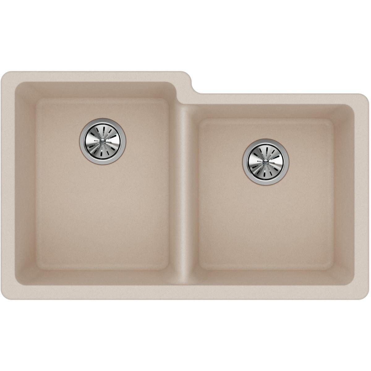 Elkay Classic 33" Quartz Kitchen Sink, 50/50 Double Bowl, Putty, ELGU250RPT0