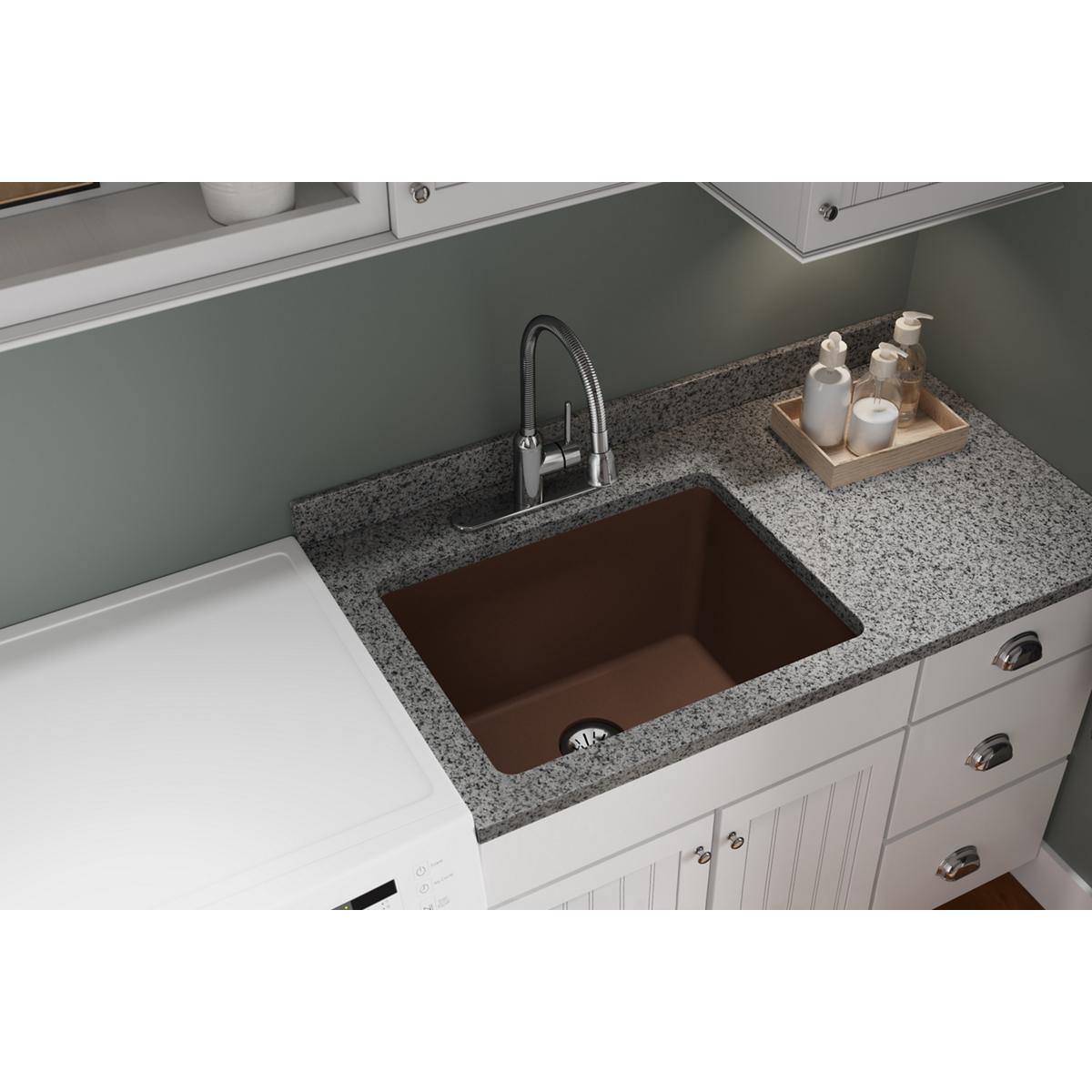 Elkay Classic 25" Quartz Laundry Sink, Mocha, ELGU251912PDMC0 - The Sink Boutique