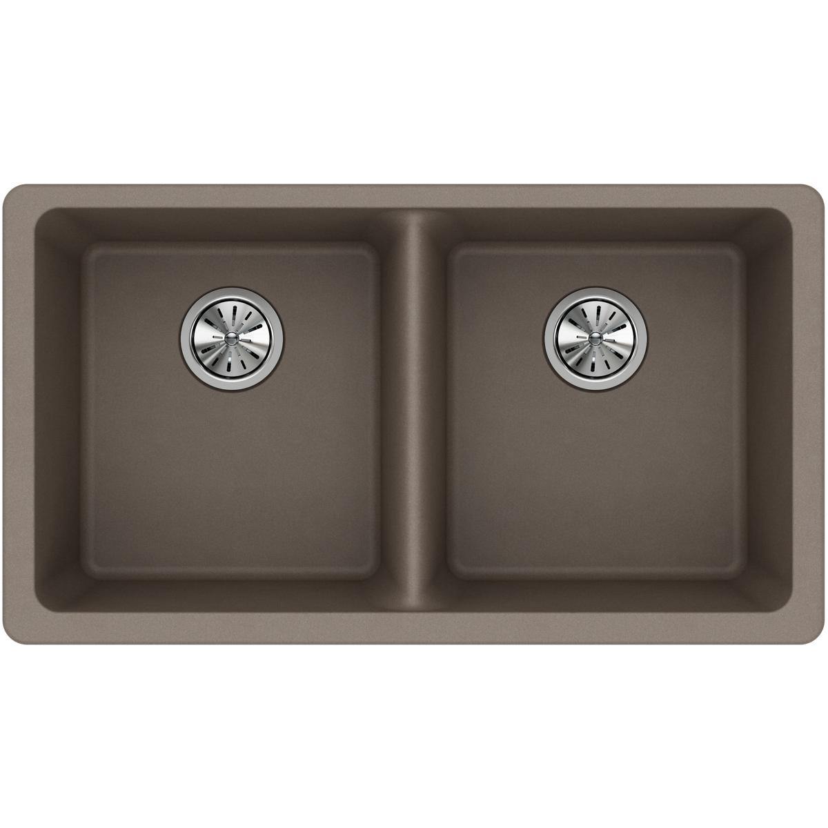 Elkay Classic 33" Quartz Kitchen Sink, 50/50 Double Bowl, Greige, ELGU3322GR0