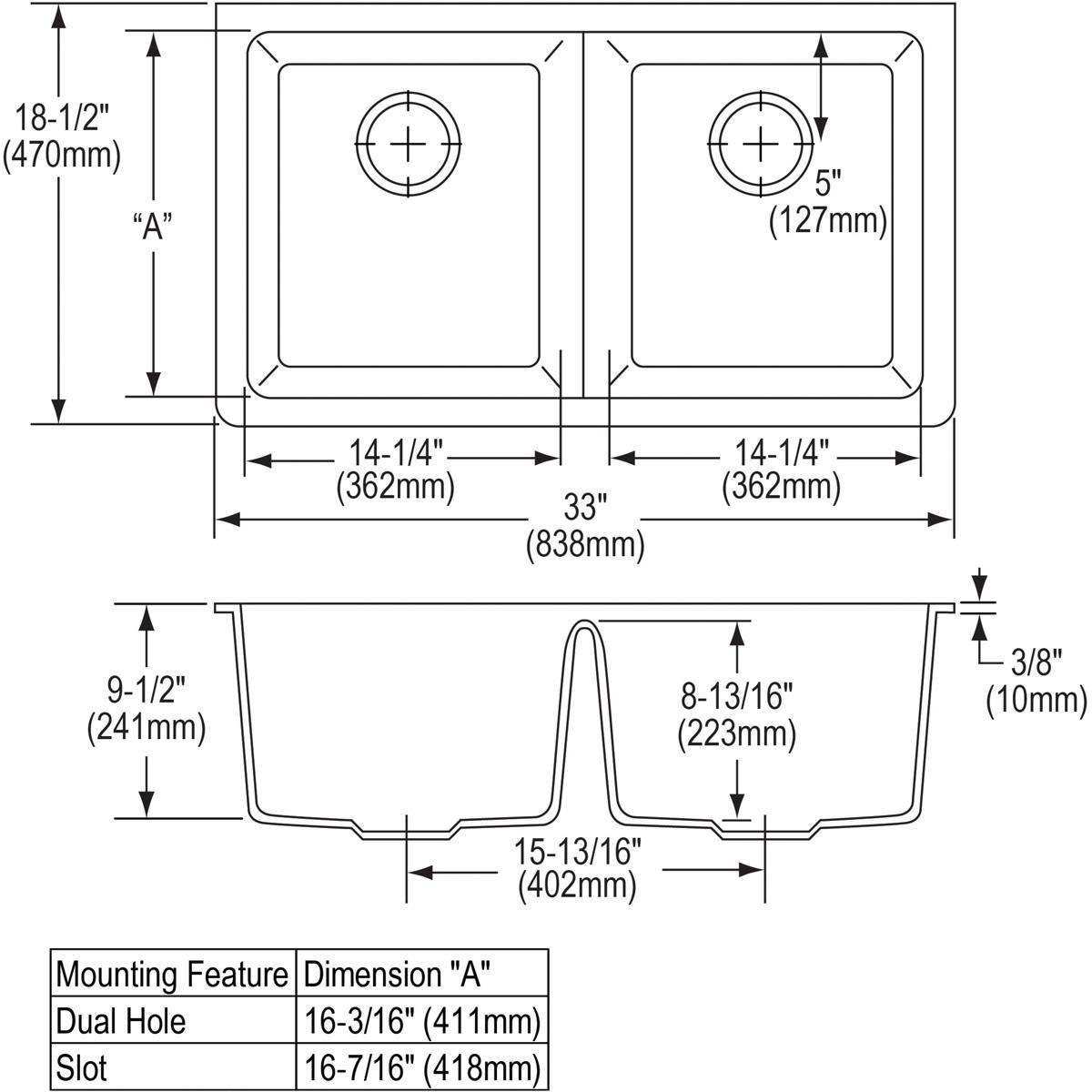 Alternate Image for Elkay Classic 33" Quartz Kitchen Sink, 50/50 Double Bowl, Greige, ELGU3322GR0