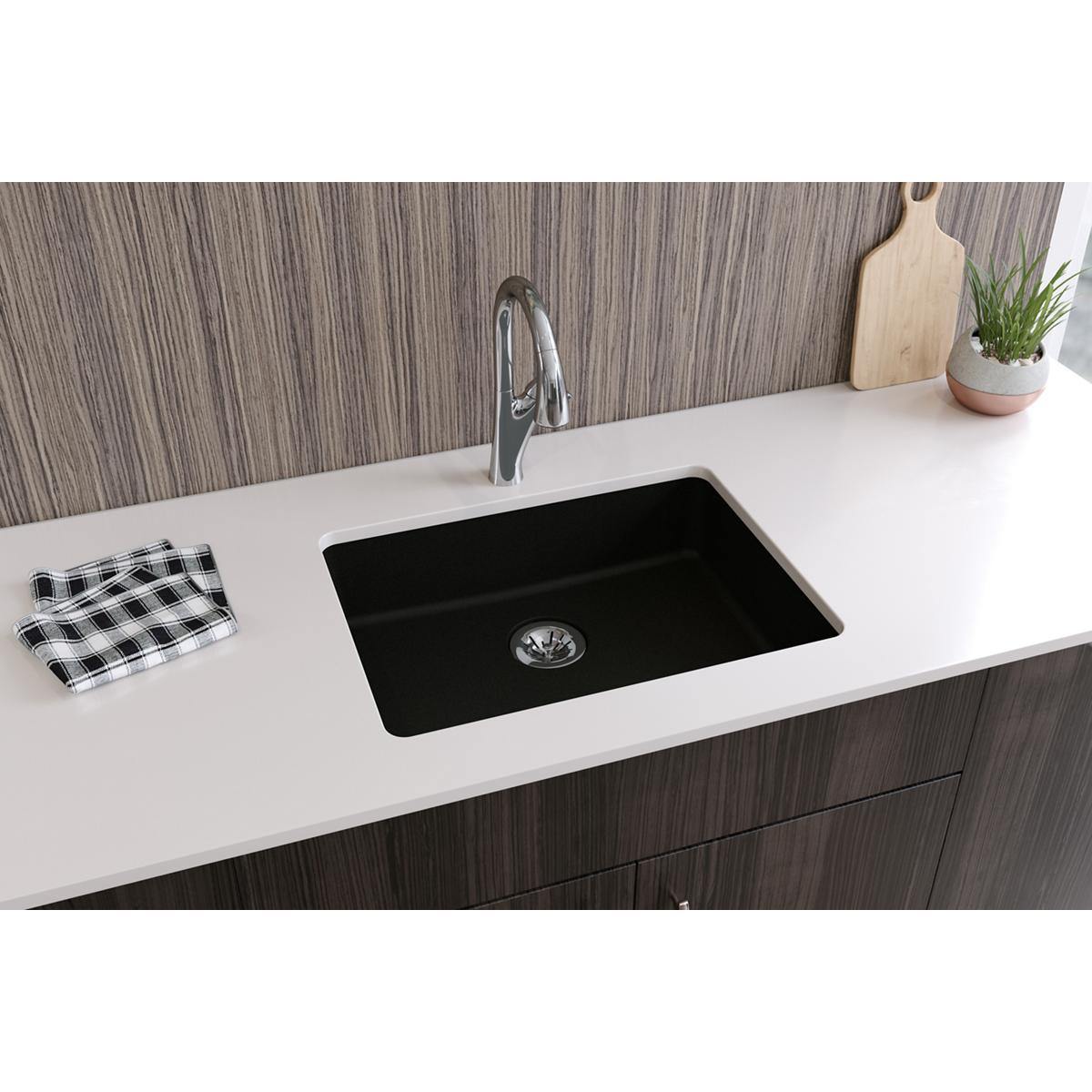 Alternate Image for Elkay Classic 25" Quartz Kitchen Sink, Black, ELGUAD2519PDBK0