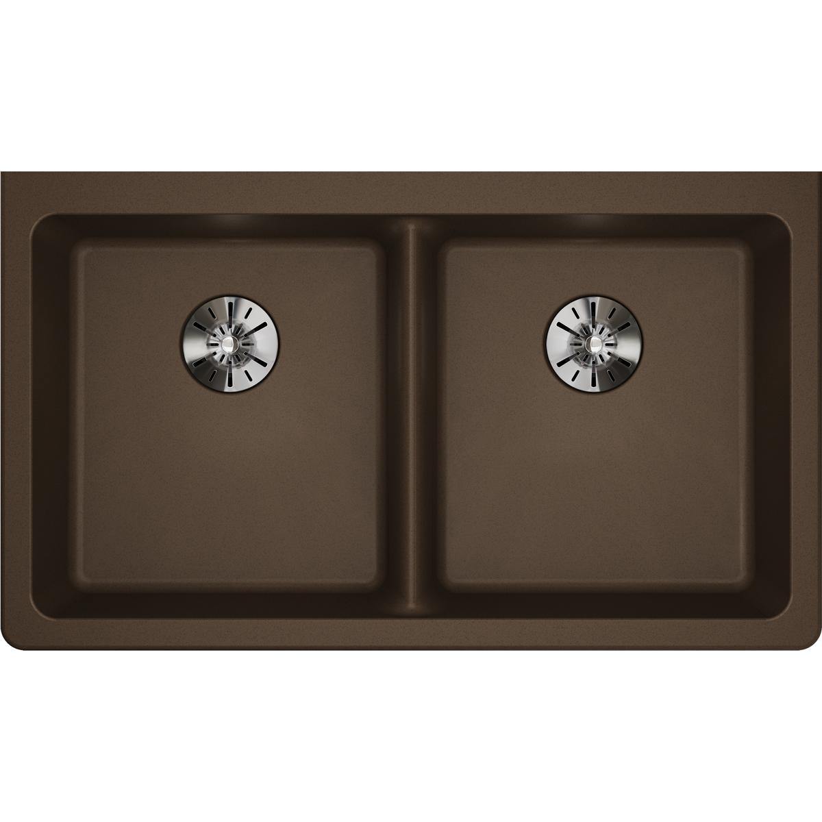 Alternate Image for Elkay Classic 33" Quartz Kitchen Sink, 50/50 Double Bowl, Mocha, ELGUAD3319PDMC0