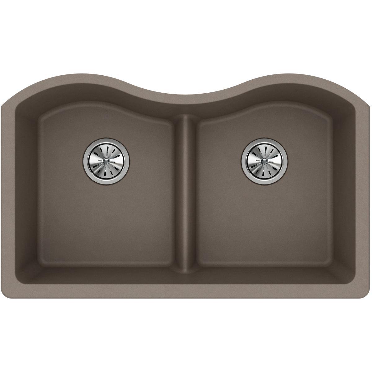 Elkay Classic 33" Quartz Kitchen Sink, 50/50 Double Bowl, Greige, ELGULB3322GR0