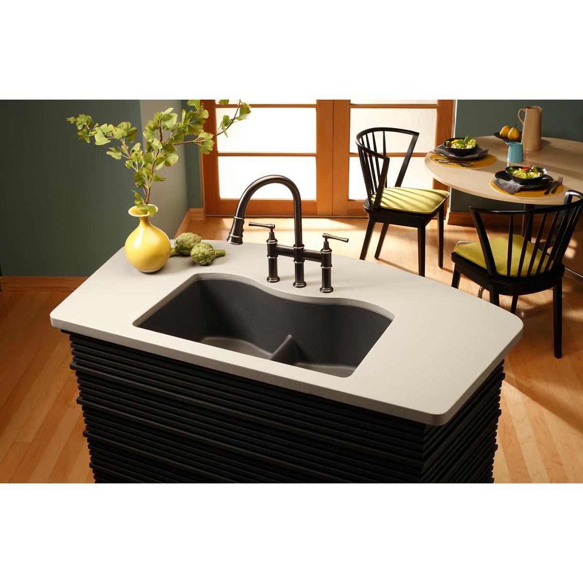 Alternate Image for Elkay LKEC2037AS Explore Three Hole Bridge Faucet with Pull-down Spray and Lever Handles Antique Steel