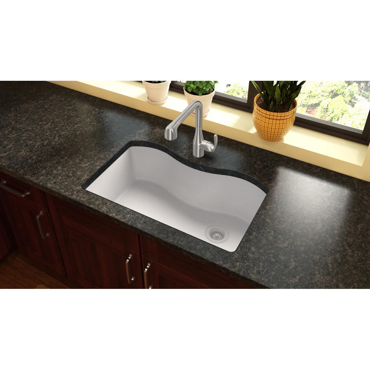 Alternate Image for Elkay Classic 33" Quartz Kitchen Sink, White, ELGUS3322RWH0