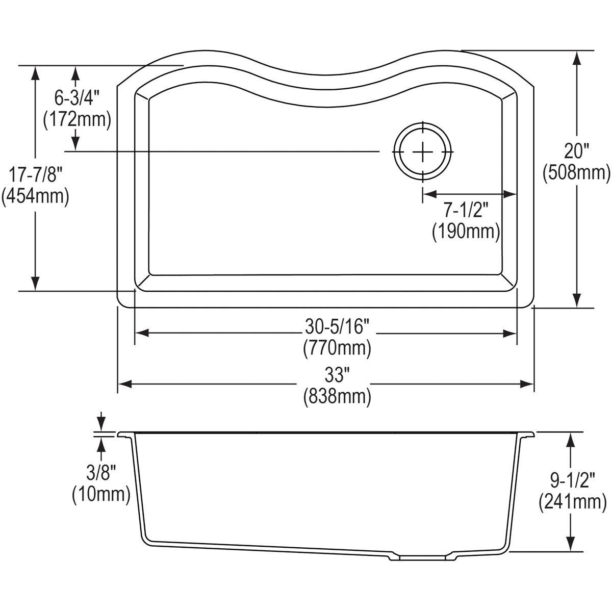 Alternate Image for Elkay Classic 33" Quartz Kitchen Sink, Greystone, ELGUS3322RGS0
