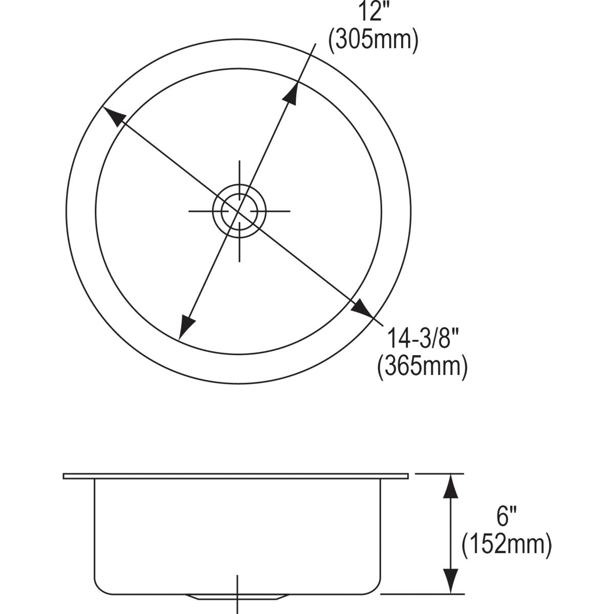 Alternate Image for Elkay Lustertone Classic 14" Stainless Steel Kitchen Sink, 18 Gauge, Lustrous Satin, ELUH12FB