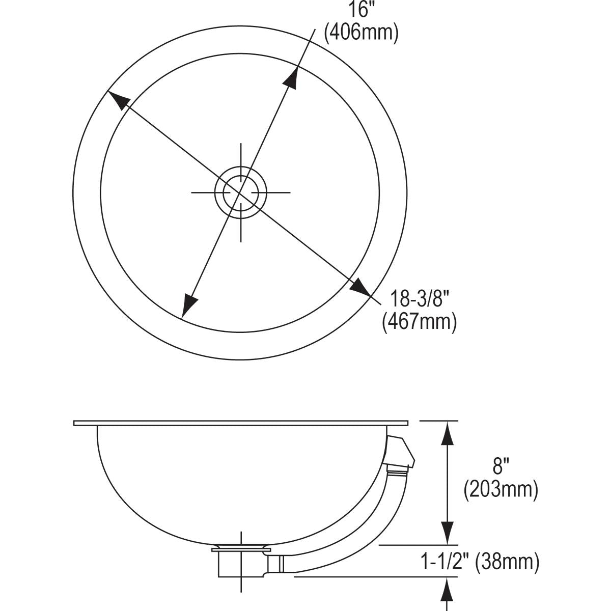 Alternate Image for Elkay Asana 18" Stainless Steel Bathroom Sink, Lustrous Satin, ELUH16LV