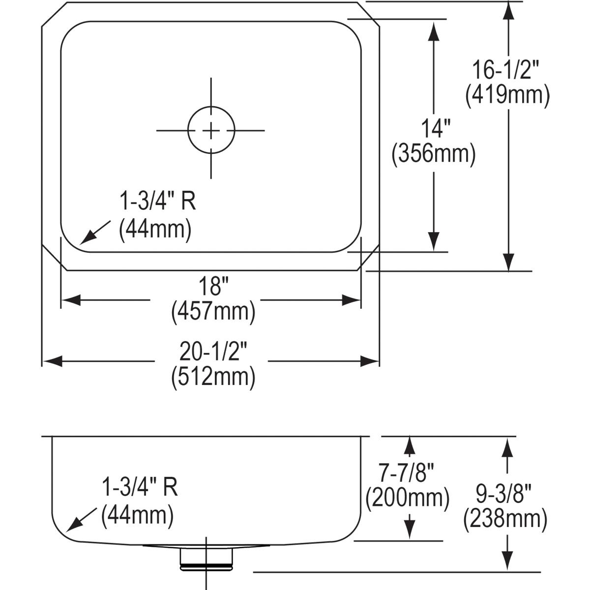 Alternate Image for Elkay Lustertone Classic 21" Stainless Steel Kitchen Sink, 18 Gauge, Lustrous Satin, ELUH1814PD