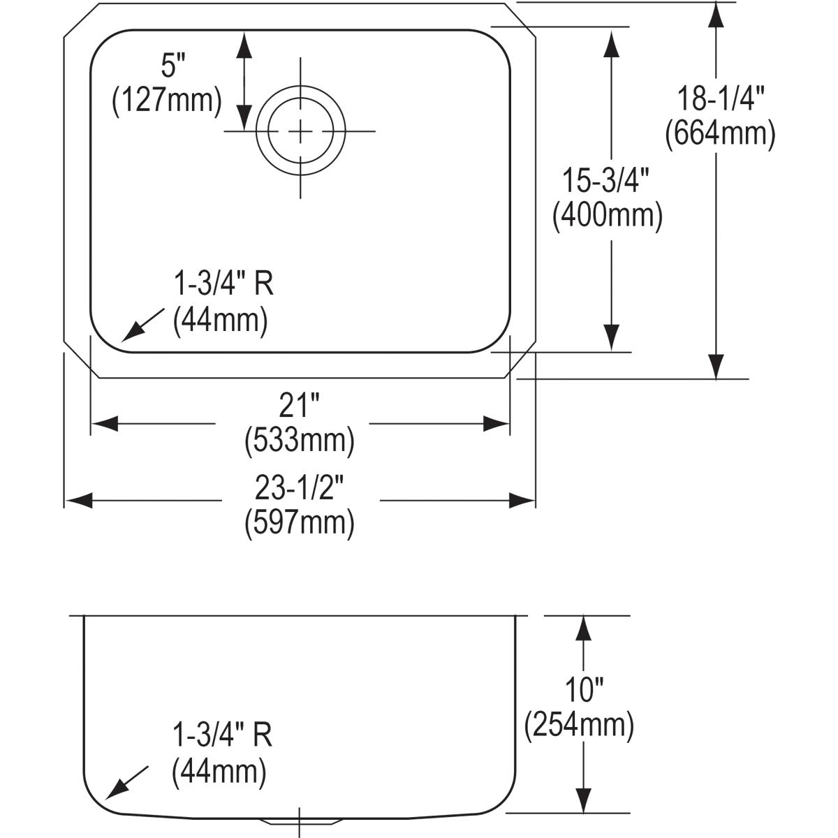 Alternate Image for Elkay Lustertone Classic 24" Stainless Steel Kitchen Sink, 18 Gauge, Lustrous Satin, ELUH211510