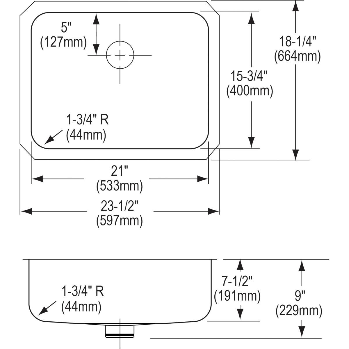 Alternate Image for Elkay Lustertone Classic 24" Stainless Steel Kitchen Sink, 18 Gauge, Lustrous Satin, ELUH2115PD