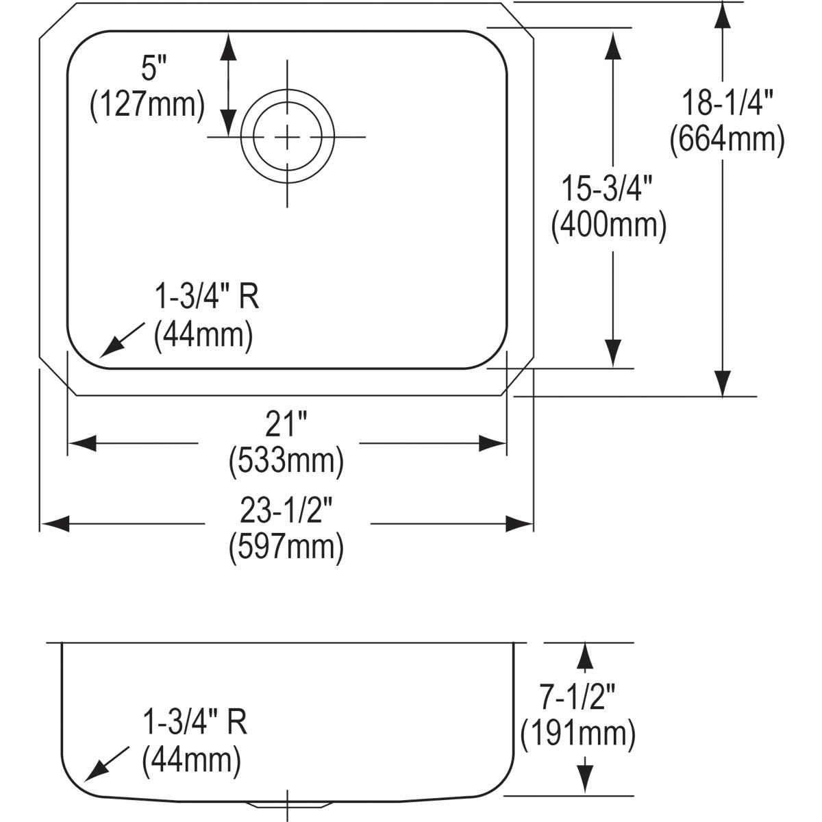 Alternate Image for Elkay Lustertone Classic 24" Stainless Steel Kitchen Sink, 18 Gauge, Lustrous Satin, ELUH2115