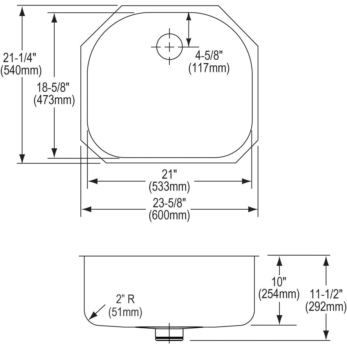 Alternate Image for Elkay Lustertone Classic 24" Stainless Steel Kitchen Sink, 18 Gauge, Lustrous Satin, ELUH211810PD