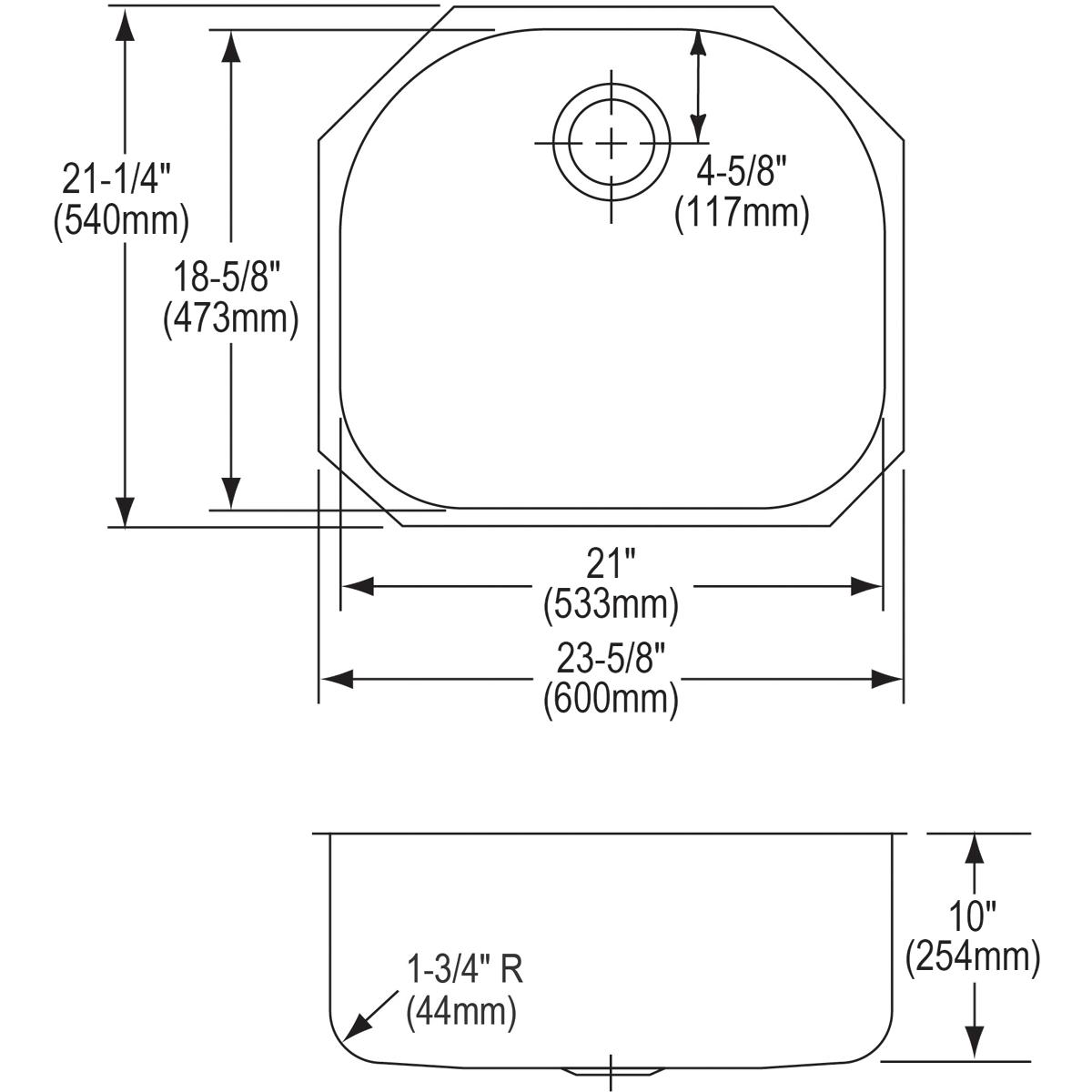 Alternate Image for Elkay Lustertone Classic 24" Stainless Steel Kitchen Sink, 18 Gauge, Lustrous Satin, ELUH211810
