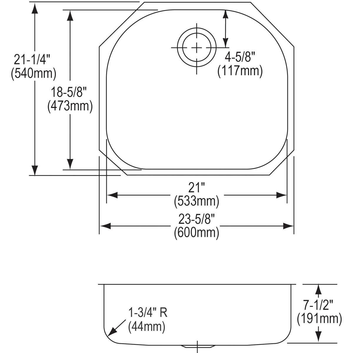 Alternate Image for Elkay Lustertone Classic 24" Stainless Steel Kitchen Sink, 18 Gauge, Lustrous Satin, ELUH2118