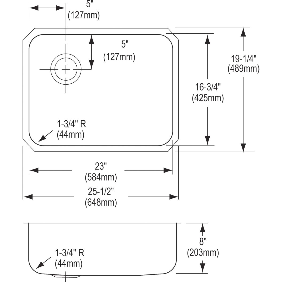 Alternate Image for Elkay Lustertone Classic 26" Stainless Steel Kitchen Sink, 18 Gauge, Lustrous Satin, ELUH2317L
