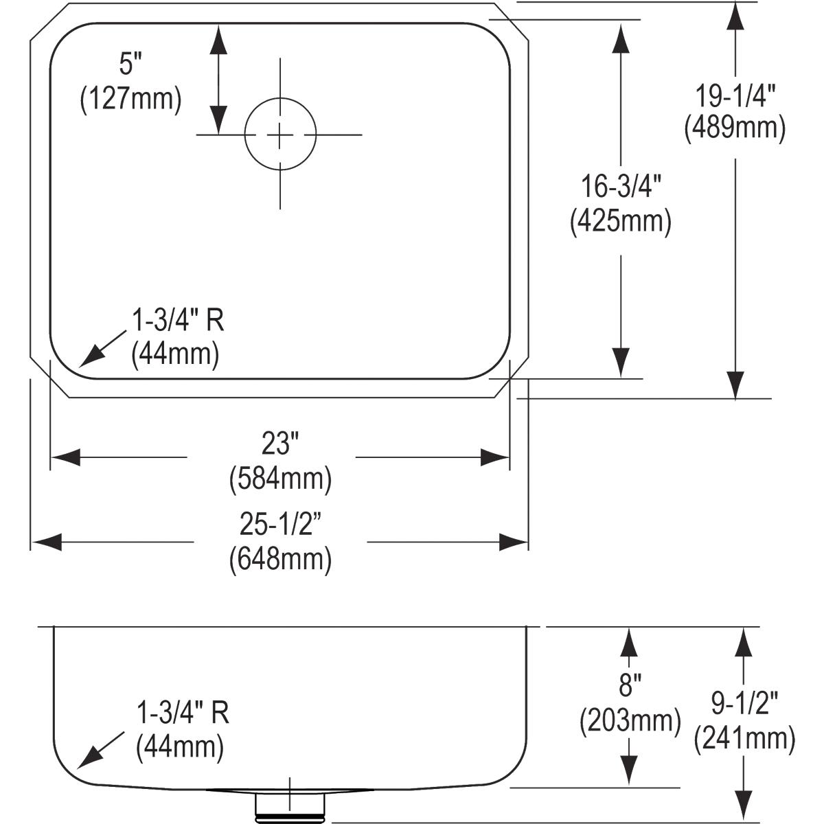 Alternate Image for Elkay Lustertone Classic 26" Stainless Steel Kitchen Sink, 18 Gauge, Lustrous Satin, ELUH2317PD