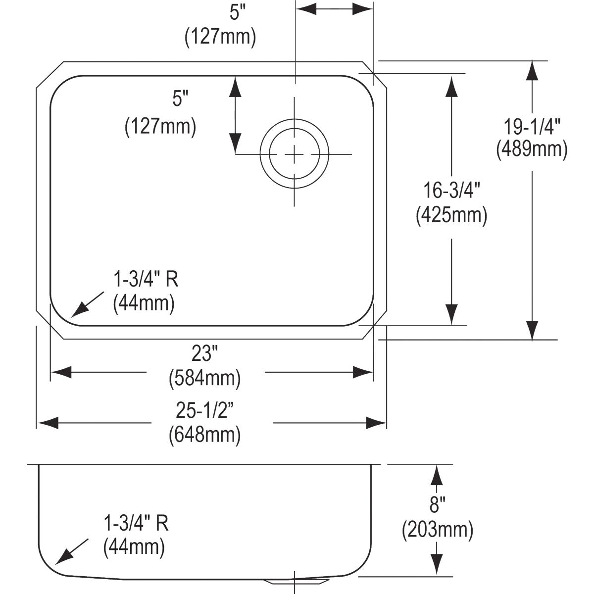 Alternate Image for Elkay Lustertone Classic 26" Stainless Steel Kitchen Sink, 18 Gauge, Lustrous Satin, ELUH2317R
