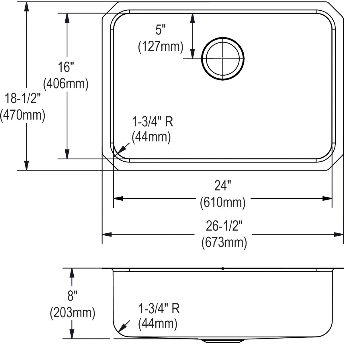 Alternate Image for Elkay Lustertone Classic 27" Stainless Steel Kitchen Sink, Lustrous Satin, ELUH2416