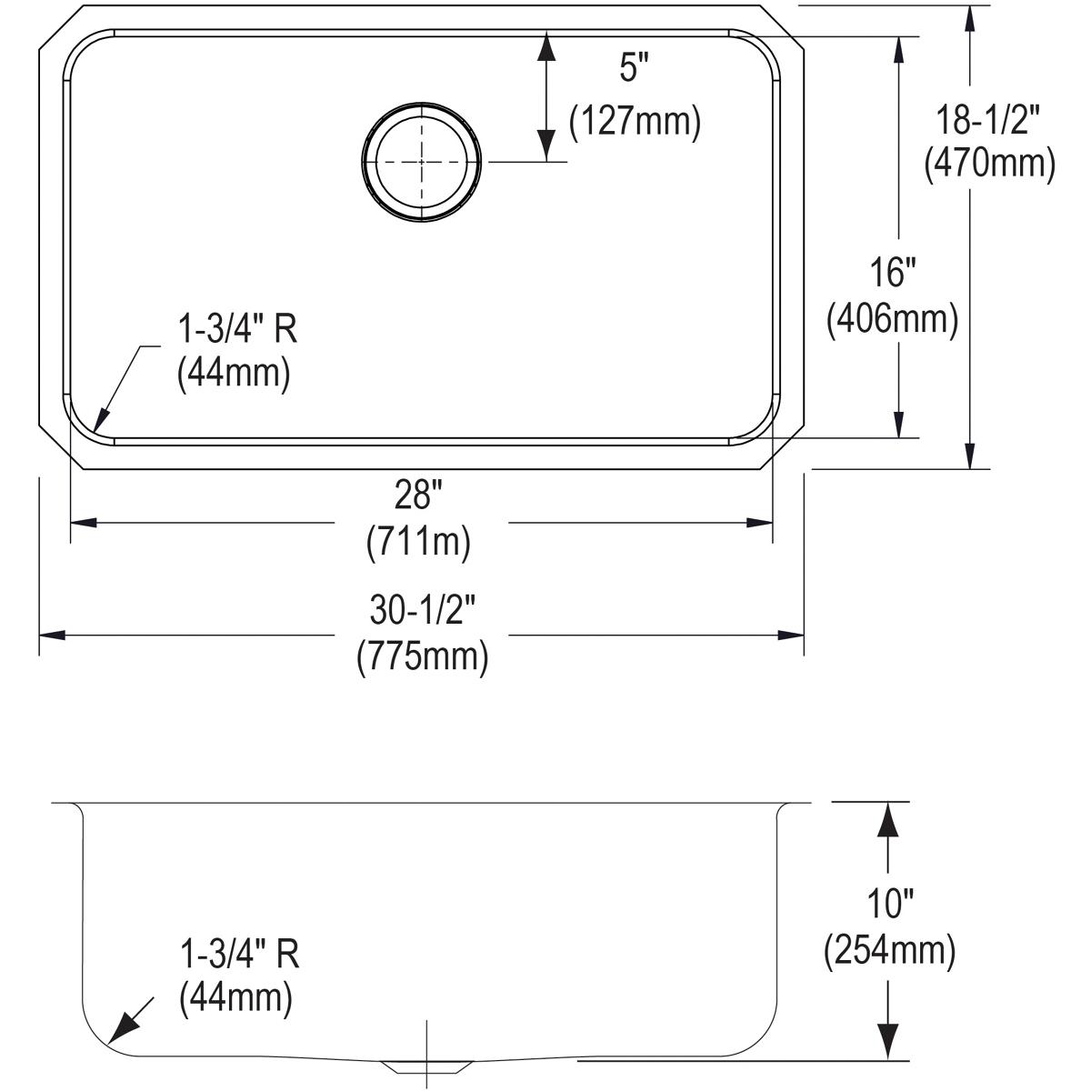 Alternate Image for Elkay Lustertone Classic 31" Stainless Steel Kitchen Sink, 18 Gauge, Lustrous Satin, ELUH281610