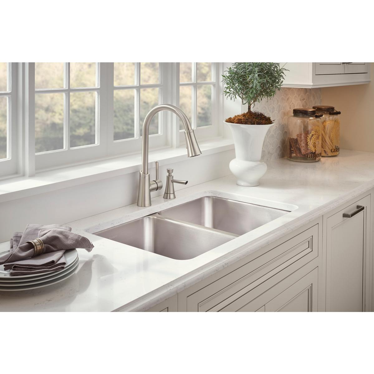 Alternate Image for Elkay Lustertone Classic 31" Stainless Steel Kitchen Sink, 50/50 Double Bowl, 18 Gauge, Lustrous Satin, ELUH311810PD