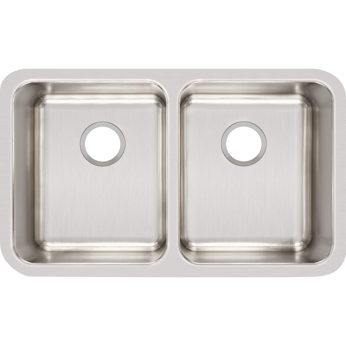 Elkay Lustertone Classic 31" Stainless Steel Kitchen Sink, 50/50 Double Bowl, Lustrous Satin, ELUH311810