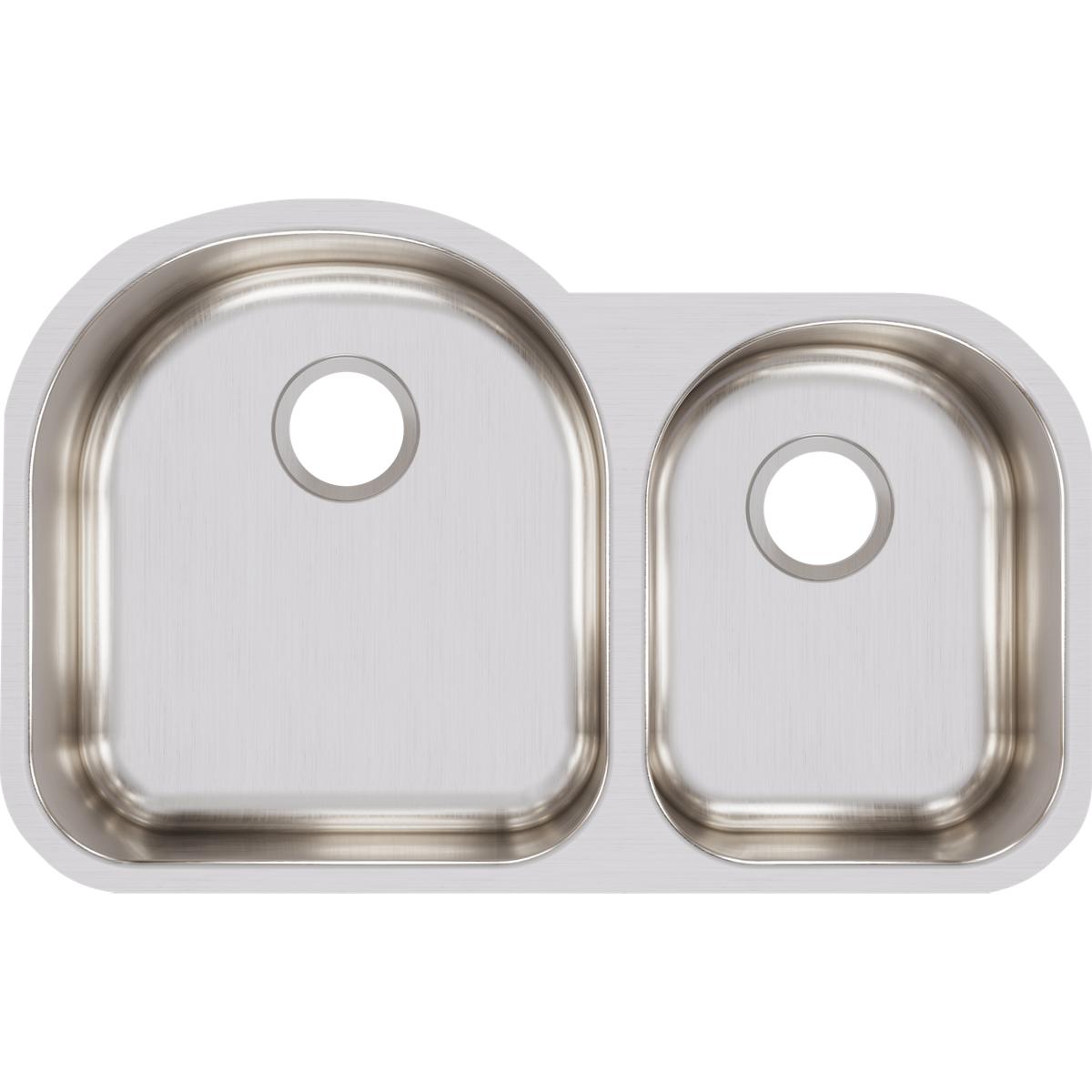 Elkay Lustertone Classic 31" Stainless Steel Kitchen Sink, 60/40 Double Bowl, Lustrous Satin, ELUH3119R
