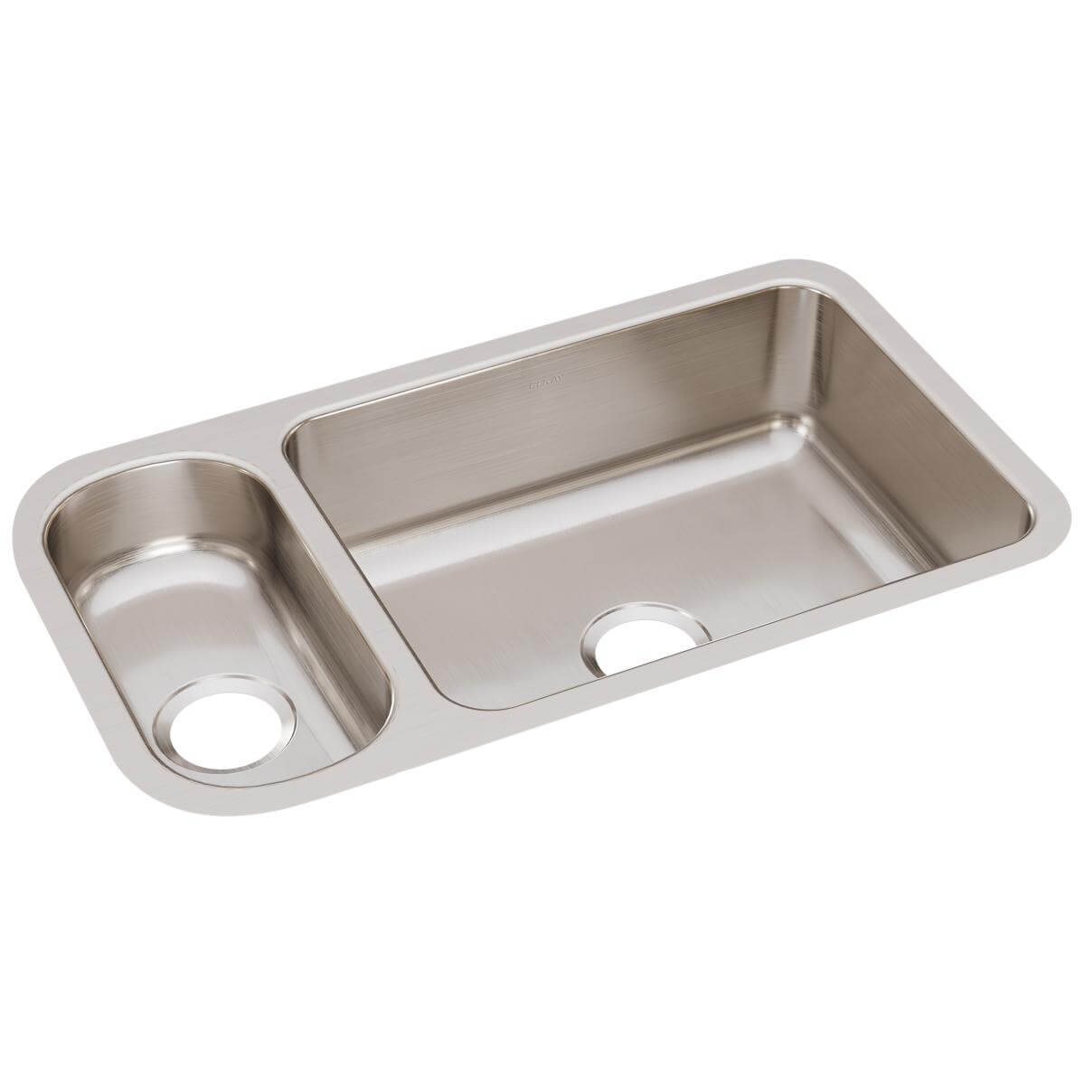 Alternate Image for Elkay Lustertone Classic 32" Stainless Steel Kitchen Sink, 25/75 Double Bowl, 18 Gauge, Lustrous Satin, ELUH3219