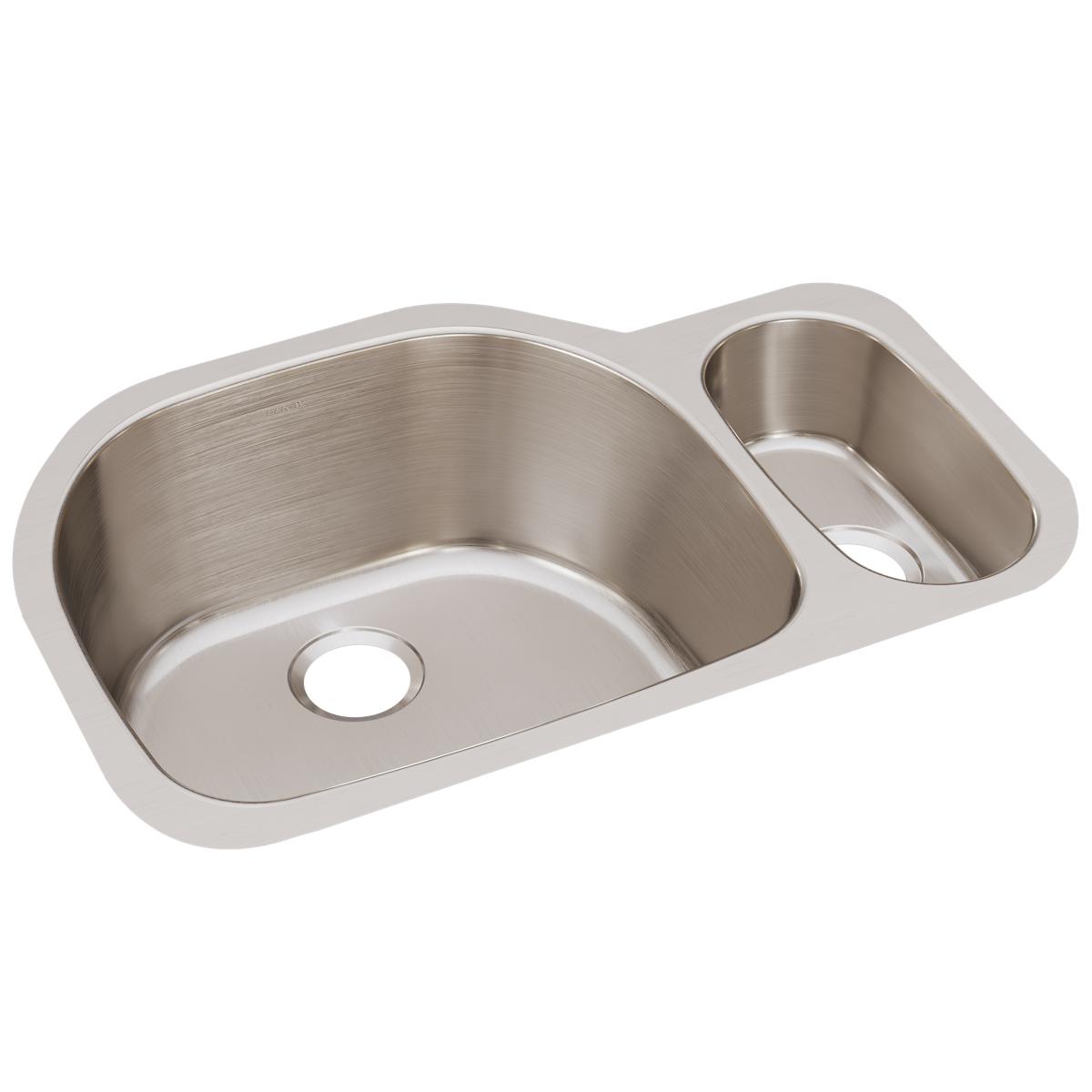 Alternate Image for Elkay Lustertone Classic 32" Stainless Steel Kitchen Sink, 75/25 Double Bowl, 18 Gauge, Lustrous Satin, ELUH322110R