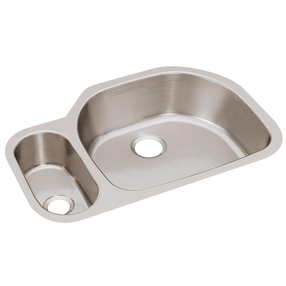 Alternate Image for Elkay Lustertone Classic 32" Stainless Steel Kitchen Sink, 25/75 Double Bowl, 18 Gauge, Lustrous Satin, ELUH3221L