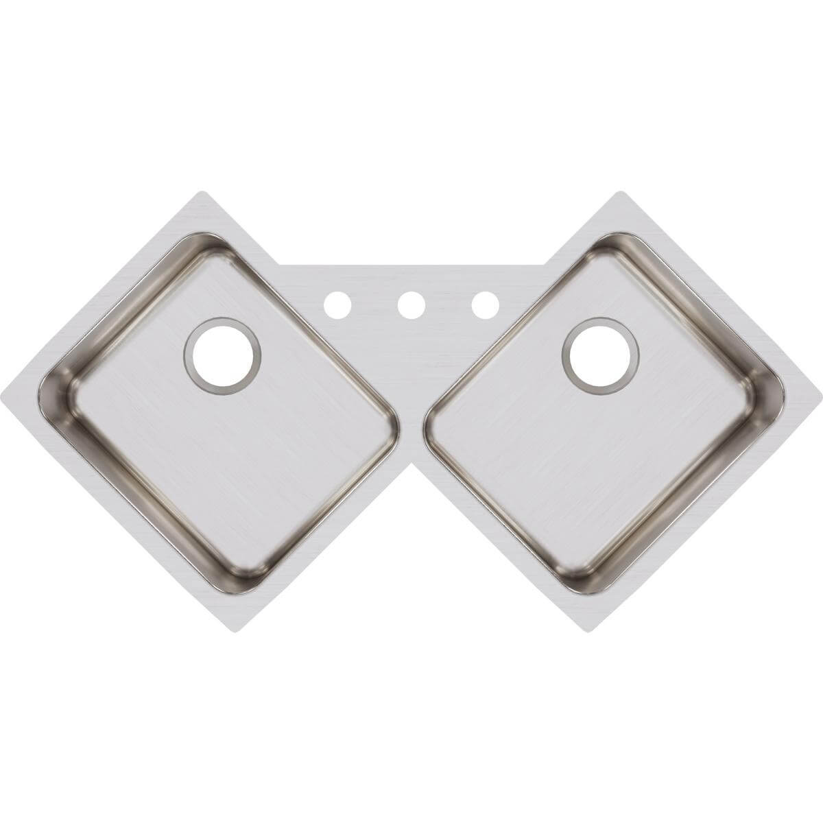 Alternate Image for Elkay Lustertone Classic 32" Stainless Steel Corner Kitchen Sink, 50/50 Double Bowl, 18 Gauge, Lustrous Satin, ELUH3232