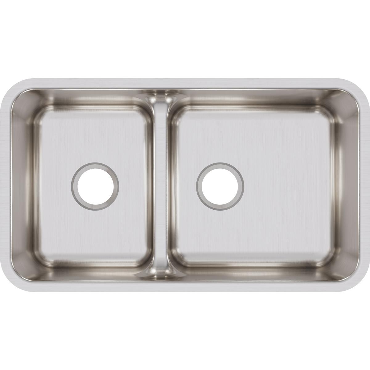 Elkay Lustertone Classic 32" Stainless Steel Kitchen Sink, 40/60 Double Bowl, Lustrous Satin, ELUHAQD32179
