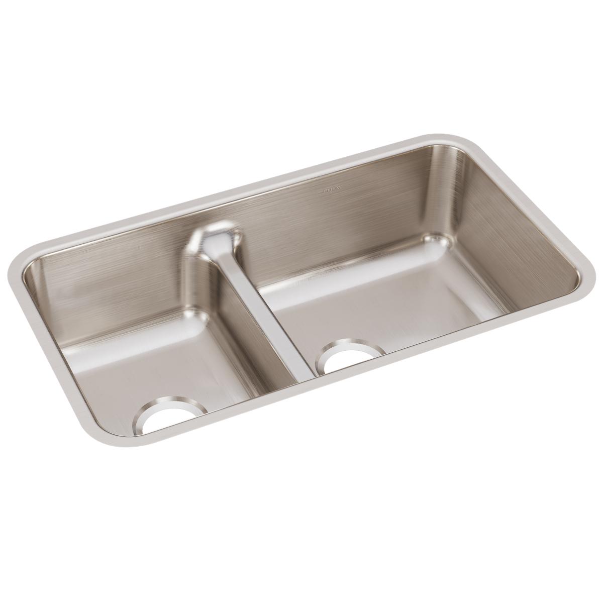 Alternate Image for Elkay Lustertone Classic 32" Stainless Steel Kitchen Sink, 40/60 Double Bowl, 18 Gauge, Lustrous Satin, ELUHAQD32179
