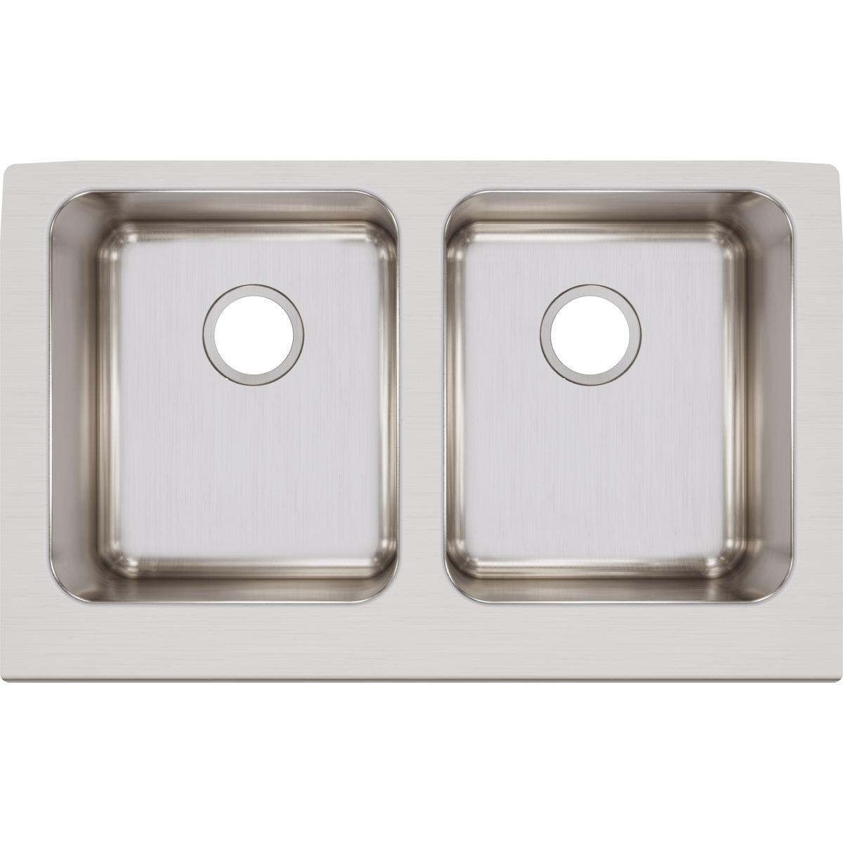 Elkay Lustertone Classic 33" Stainless Steel Farmhouse Kitchen Sink, 50/50 Double Bowl, Lustrous Satin, ELUHF3320
