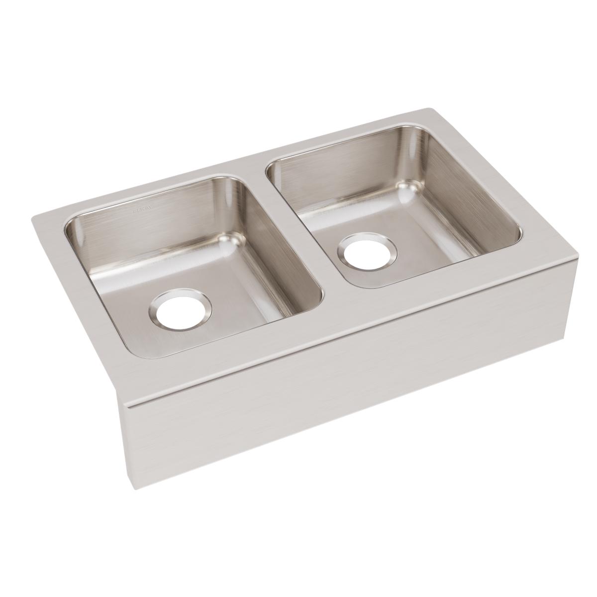 Alternate Image for Elkay Lustertone Classic 33" Stainless Steel Farmhouse Kitchen Sink, 50/50 Double Bowl, 18 Gauge, Lustrous Satin, ELUHF3320