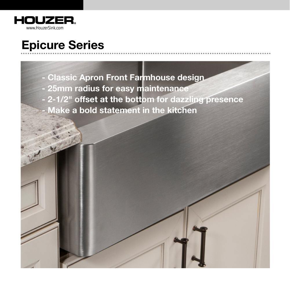 Alternate Image for Houzer 33" Stainless Steel Farmhouse Apron Front Kitchen Sink, 60/40 Double Bowl, END-3360SR