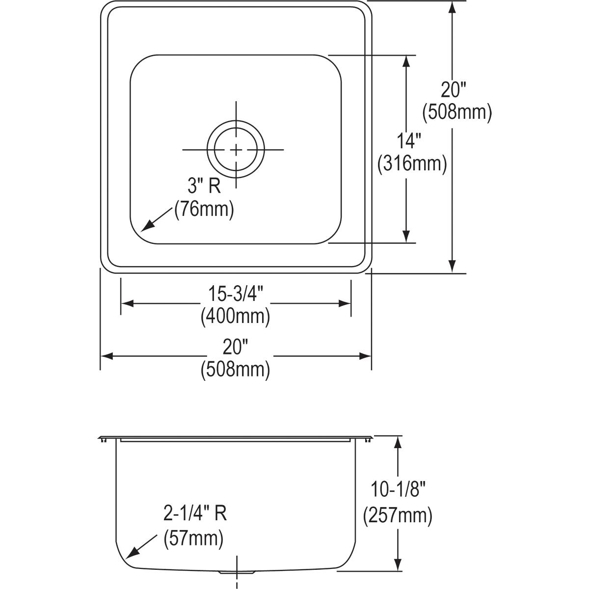 Alternate Image for Elkay Celebrity 20" Stainless Steel Laundry Sink, Brushed Satin, 3 Faucet Hole, ESE2020103