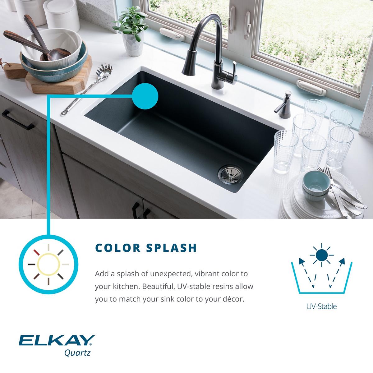Alternate Image for Elkay Classic 33" Quartz Kitchen Sink, Dusk Gray, ELGRU13322GY0