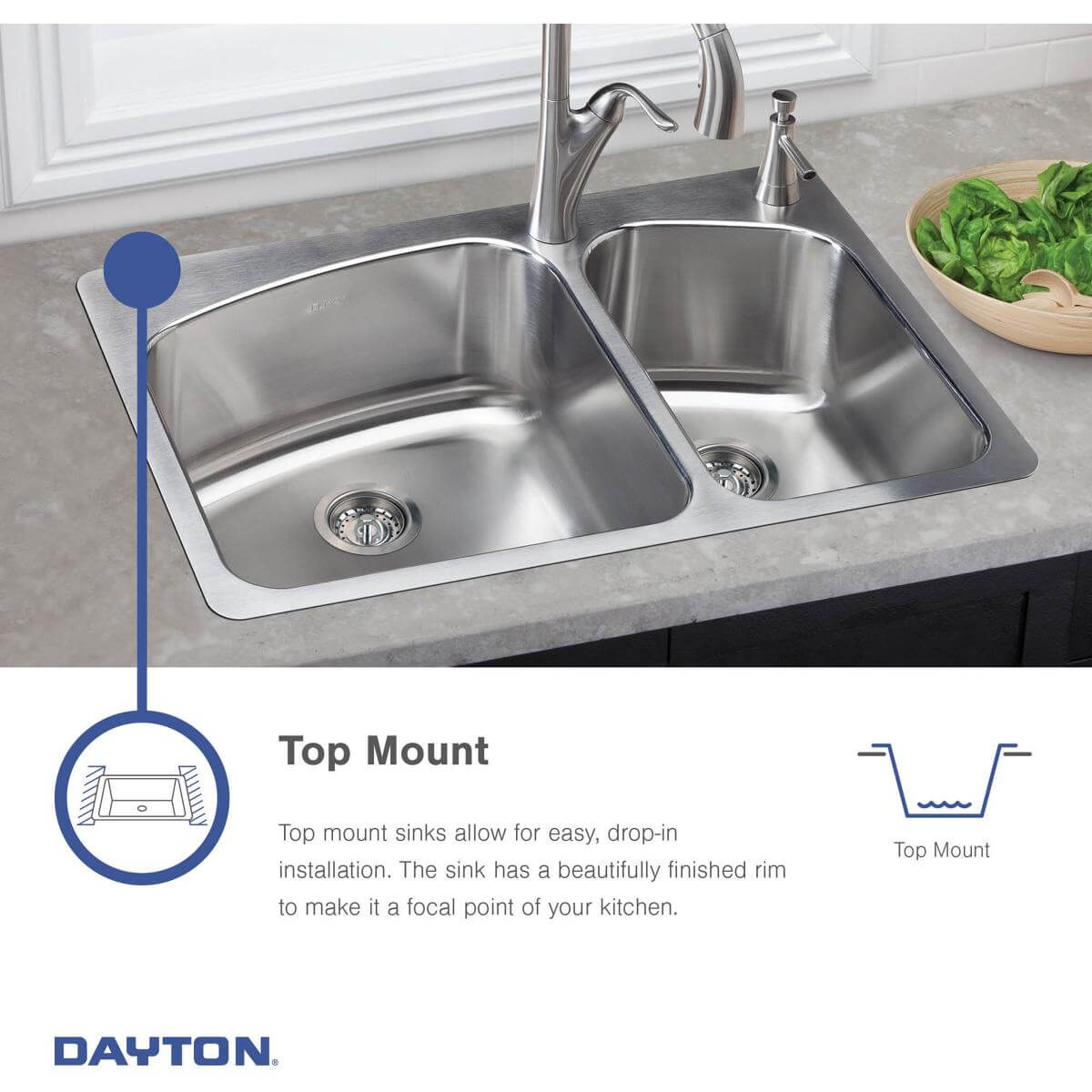 Alternate Image for Elkay Dayton 15" Stainless Steel Bar Sink, Satin, 1 Faucet Hole, D115151