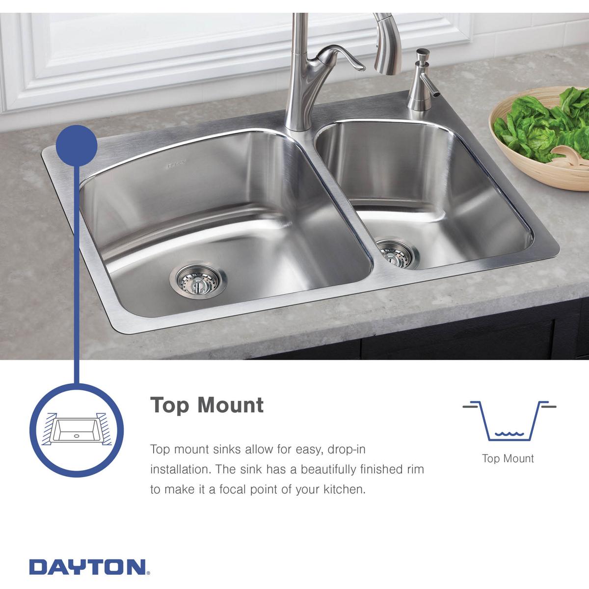 Alternate Image for Elkay Dayton 25" Stainless Steel Kitchen Sink, Satin, 4 Faucet Hole, D125224