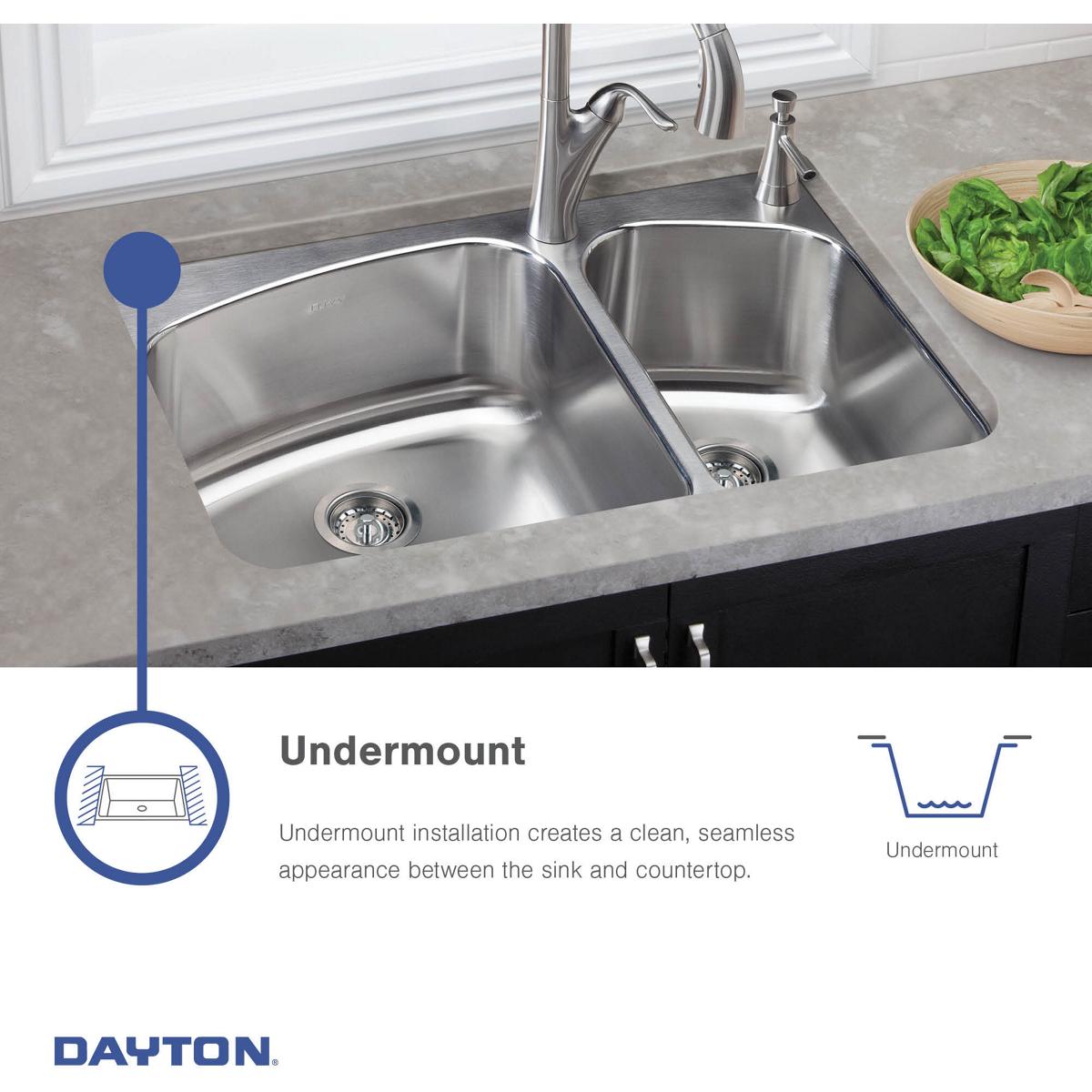 Alternate Image for Elkay Dayton 31" Stainless Steel Kitchen Sink, 18 Gauge, Soft Satin, DCFU2816