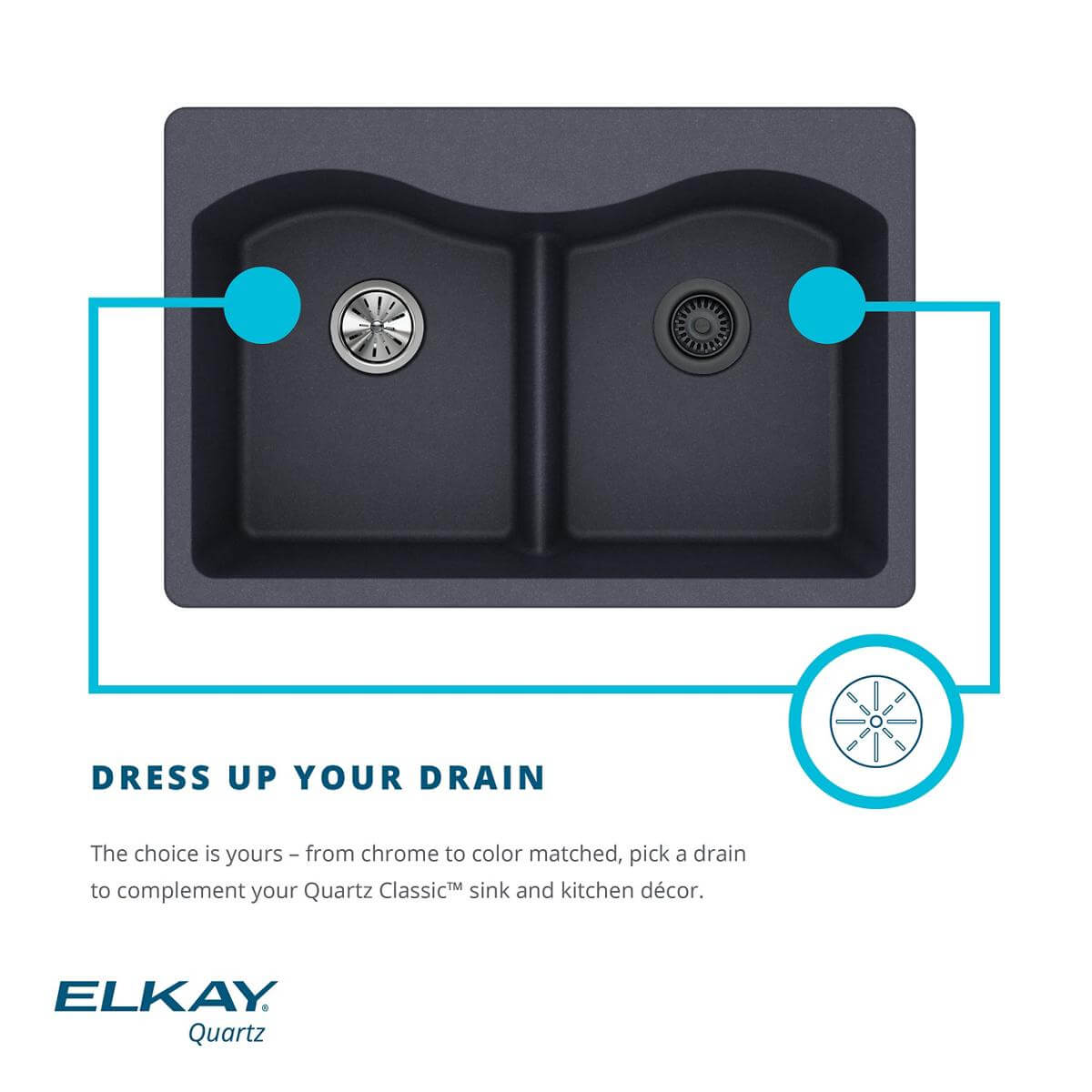 Alternate Image for Elkay Classic 33" Quartz Kitchen Sink, Black, ELGU13322BK0
