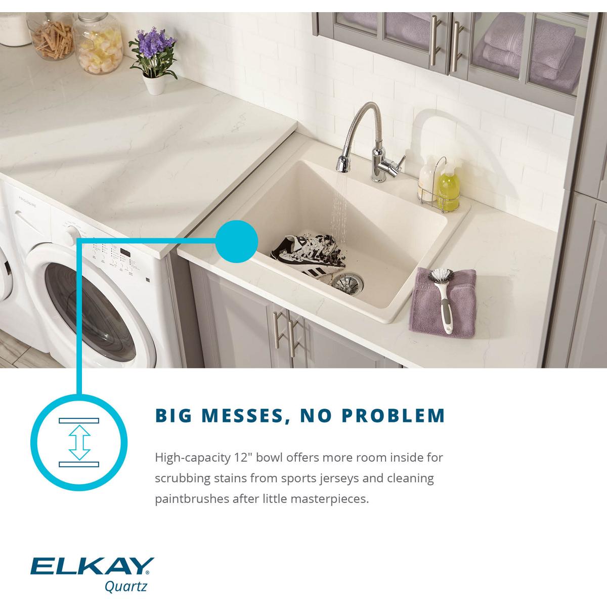 Alternate Image for Elkay Classic 25" Quartz Laundry Sink, Black, ELG252212PDBK0
