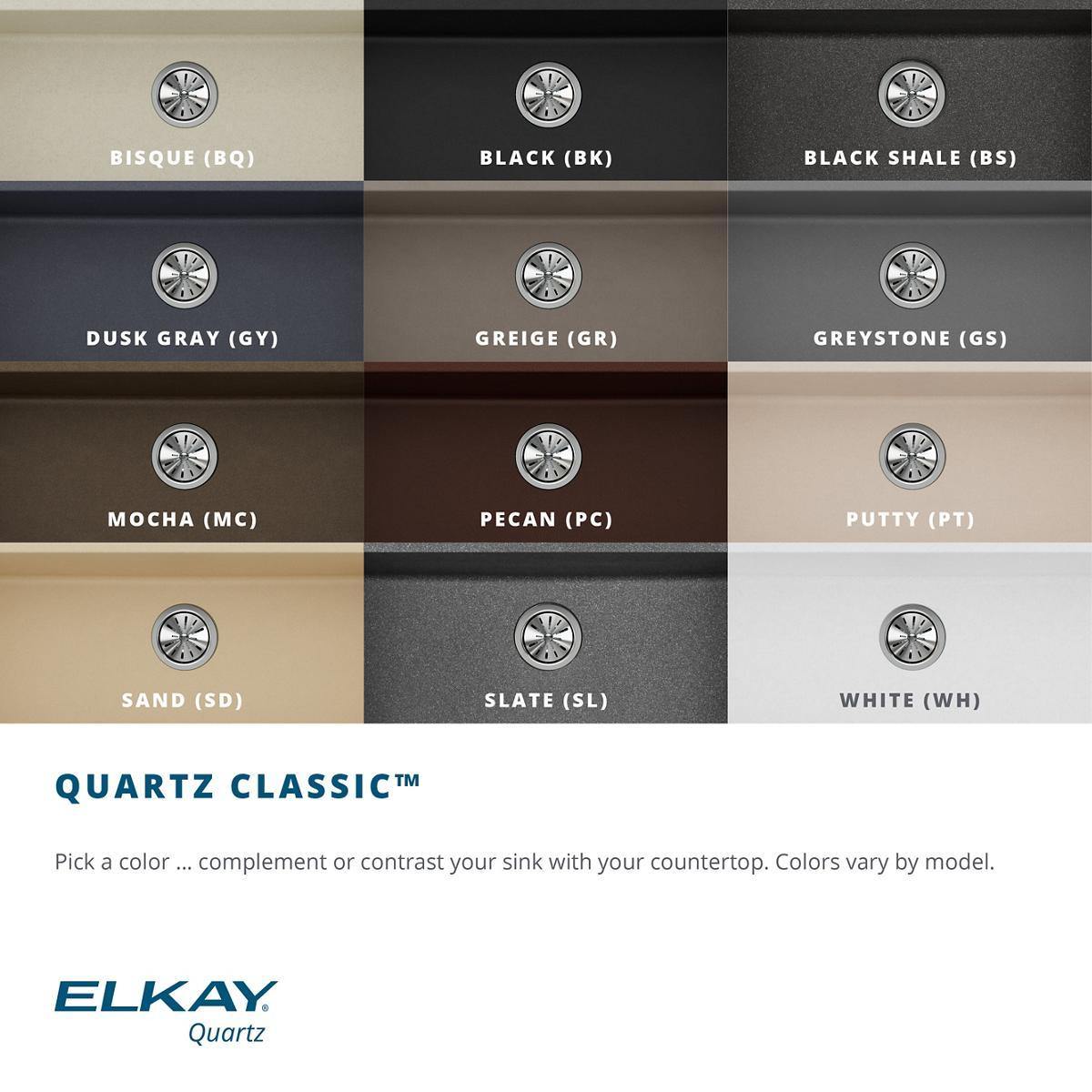 Alternate Image for Elkay Classic 33" Quartz Kitchen Sink, Dusk Gray, Pre-scored for up to 7 Faucet Hole, ELG13322GY0