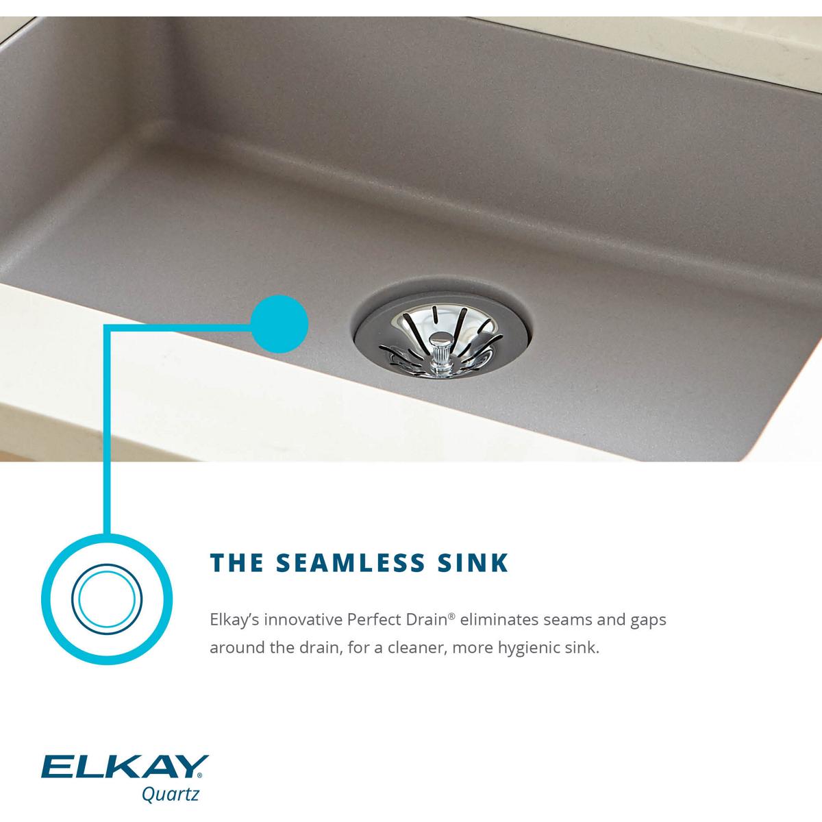 Alternate Image for Elkay Classic 33" Quartz Kitchen Sink, 50/50 Double Bowl, Greystone, Pre-scored for up to 5 Faucet Hole, ELGAD3322PDGS0