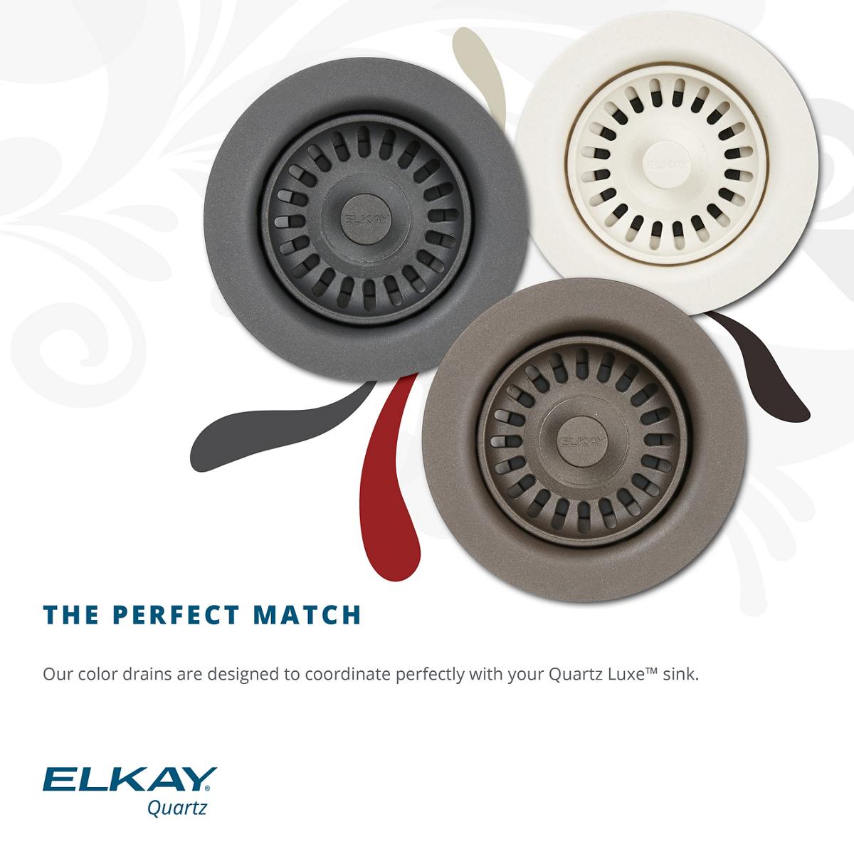 Alternate Image for Elkay LKQD35CH Polymer 3-1/2" Disposer Flange with Removable Basket Strainer and Rubber Stopper Charcoal