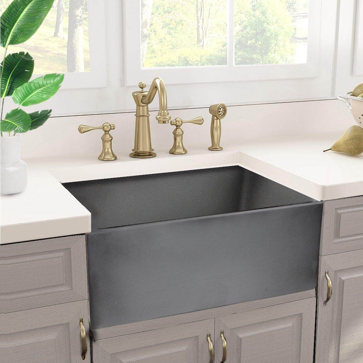 Alternate Image for Nantucket Sinks Vineyard 23" Fireclay Farmhouse Sink, Concrete, FCFS2418S-Concrete
