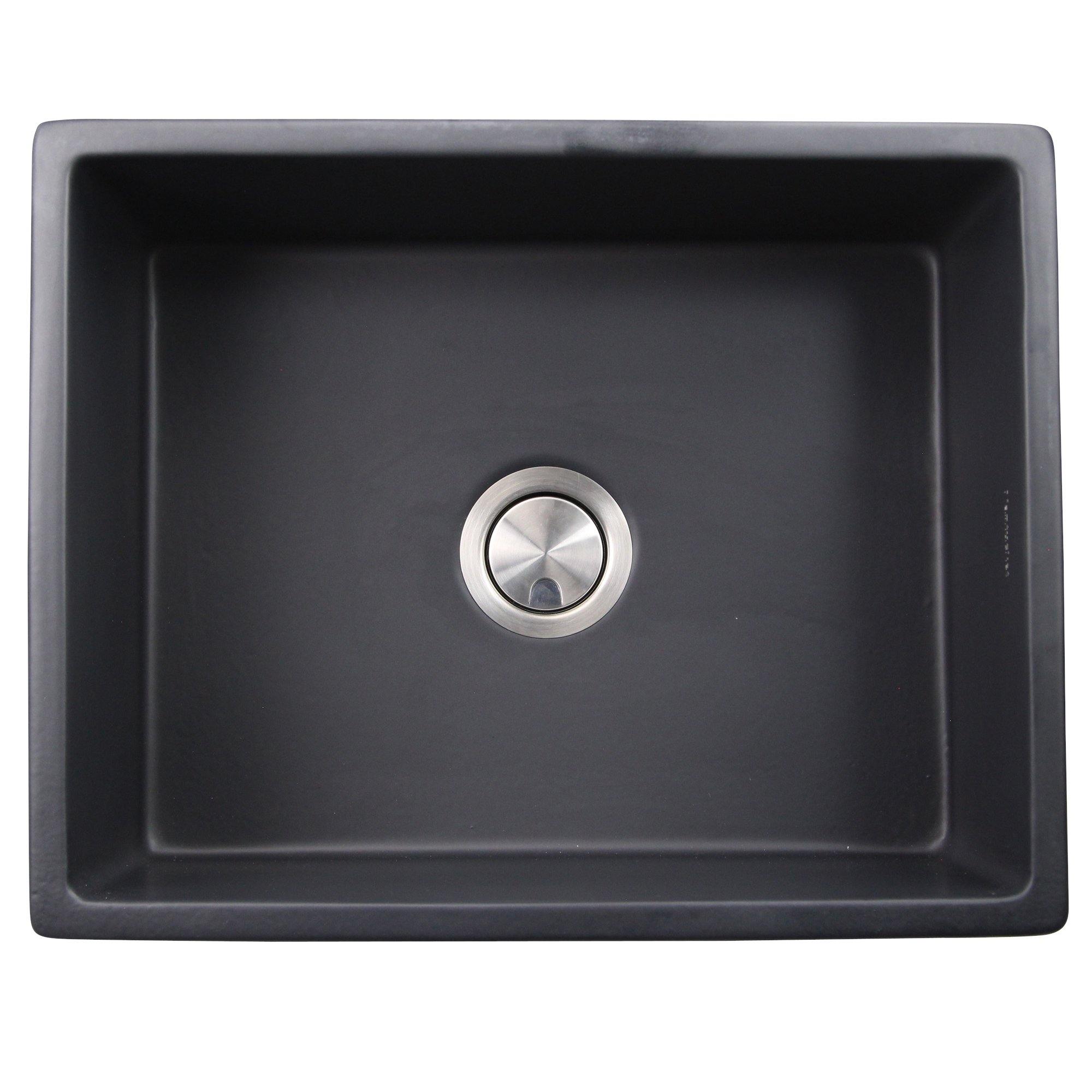 Nantucket Sinks Vineyard 23" Fireclay Farmhouse Sink, Matte Black, FCFS2418S-MatteBlack - The Sink Boutique