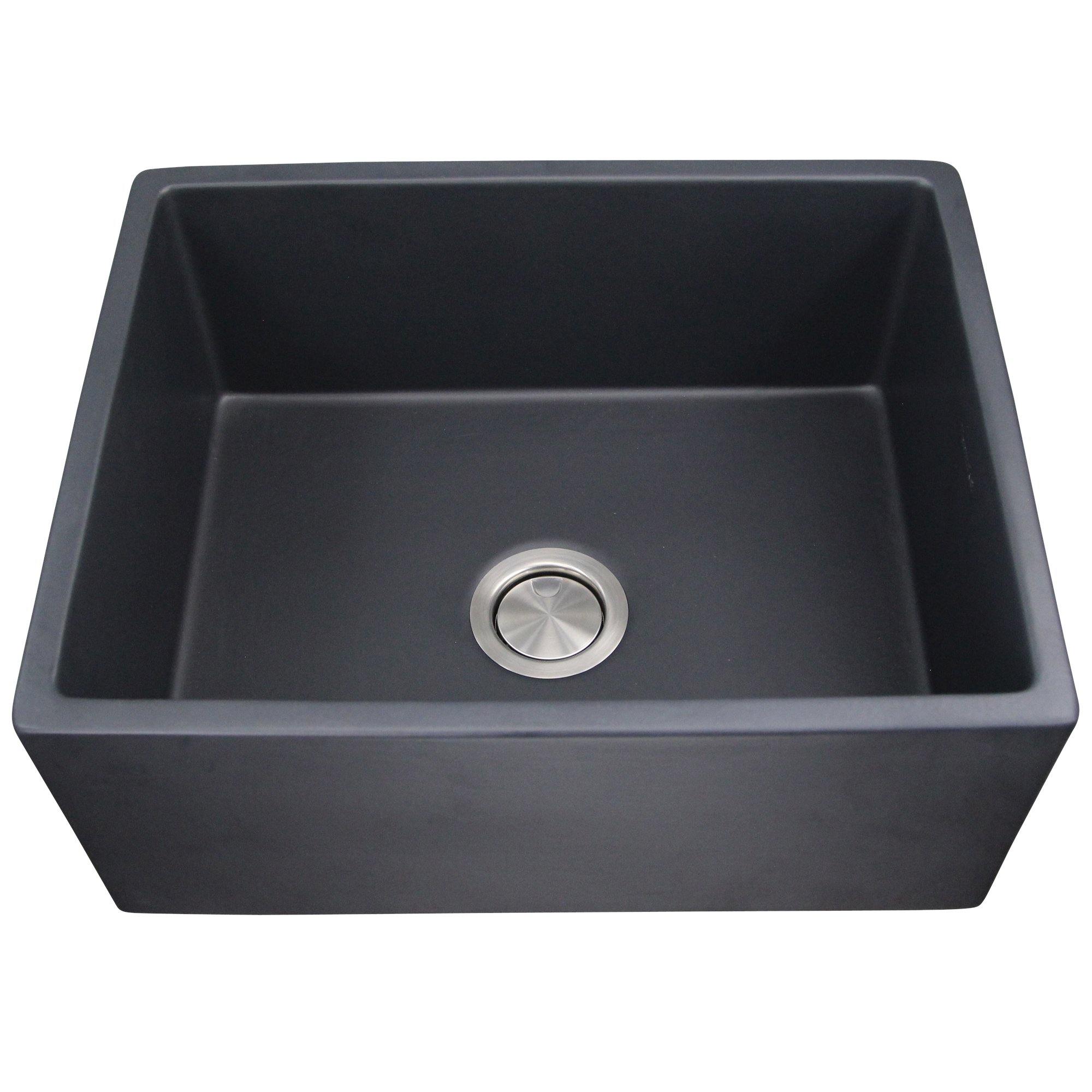 Nantucket Sinks Vineyard 23" Fireclay Farmhouse Sink, Matte Black, FCFS2418S-MatteBlack